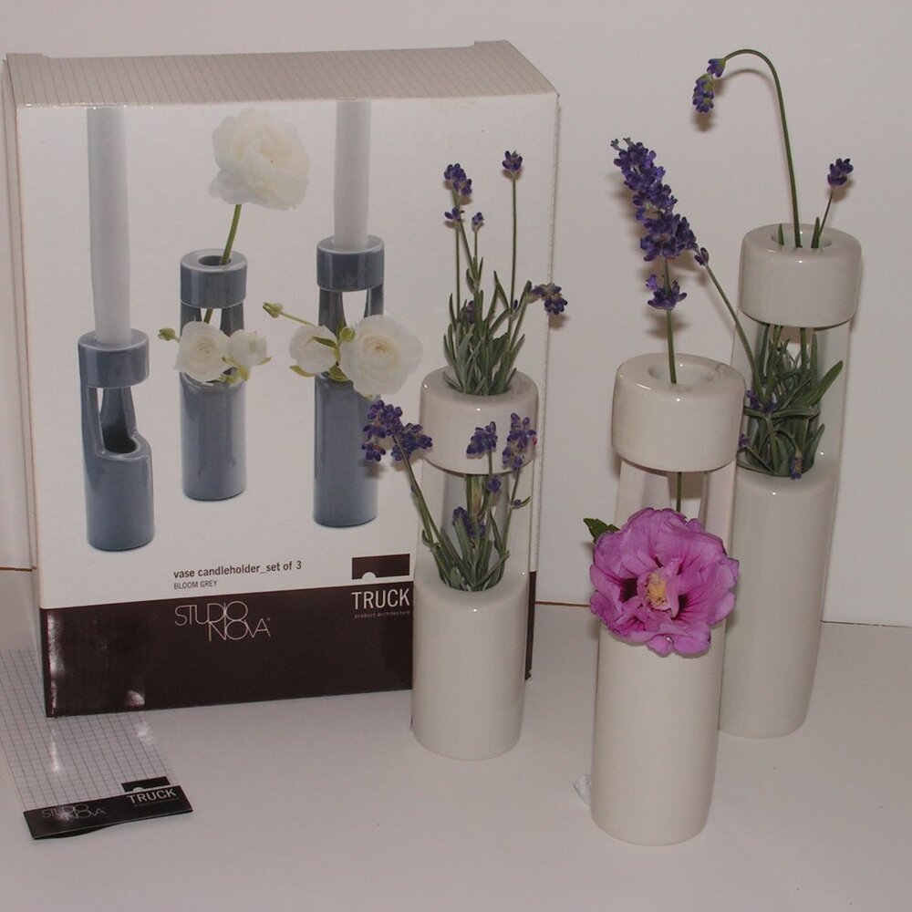 Mikasa Truck Bloom Set of 3 Vases Gray Ceramic